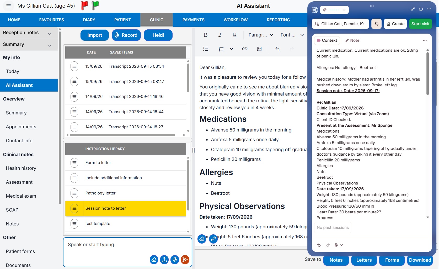 Integrated AI and Heidi Health workflows